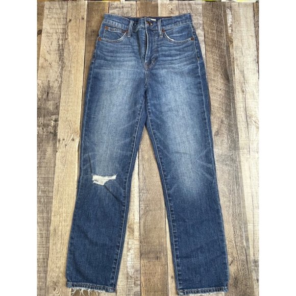 Madewell Denim - Madewell Women 25 The Perfect Crop Blue Jeans High Rise Stretch Raw Hem